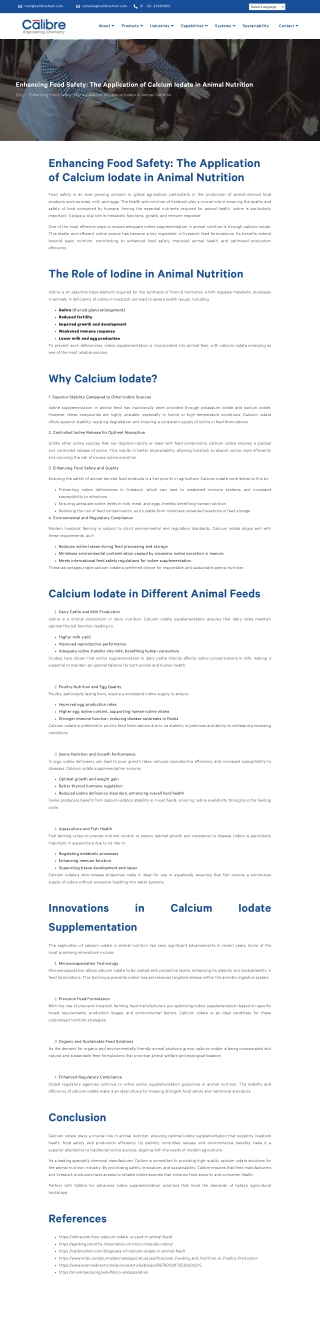 The Role of Calcium Iodate in Animal Nutrition Safety