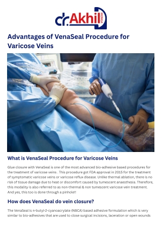 Advantages of VenaSeal Procedure for Varicose Veins