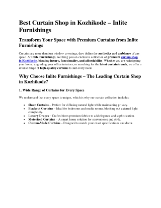 Premium Curtain Shop in Kozhikode – Inlite Furnishings