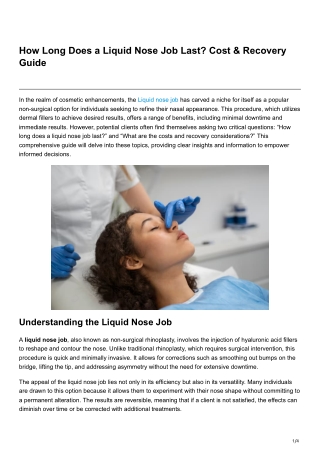 How Long Does a Liquid Nose Job Last Cost & Recovery Guide