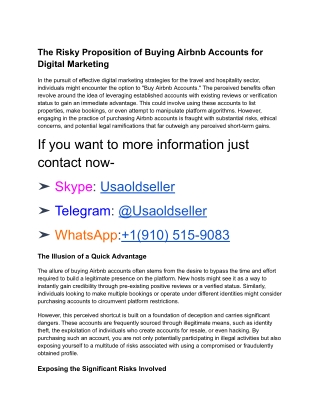 The Risky Proposition of Buying Airbnb Accounts for Digital Marketing