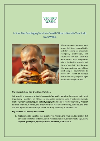 Is Your Diet Sabotaging Your Hair Growth,How to Nourish Your Scalp from Within