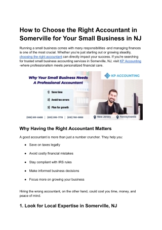 How to Choose the Right Accountant in Somerville, NJ for Your Small Business