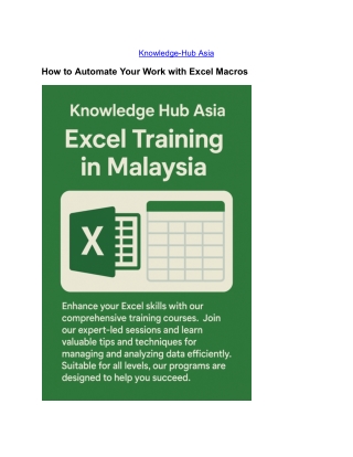How to Automate Your Work with Excel Macros