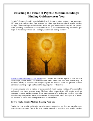 Unveiling the Power of Psychic Medium Readings Finding Guidance Near You
