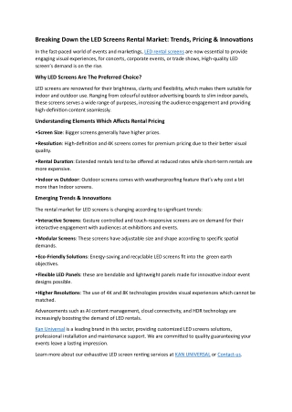 Breaking Down the LED Screens Rental Market: Trends, Pricing & Innovations