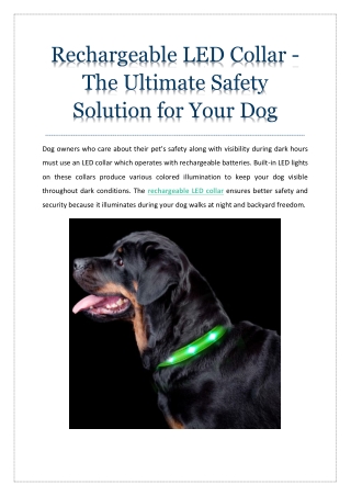 Rechargeable LED Collar - The Ultimate Safety Solution for Your Dog
