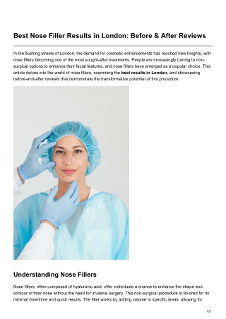 Best Nose Filler Results in London Before After Reviews