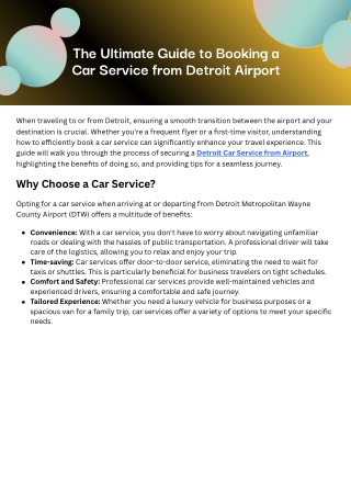 The Ultimate Guide to Booking a Car Service from Detroit Airport