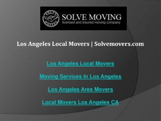 Los Angeles Local Movers Solvemovers.com