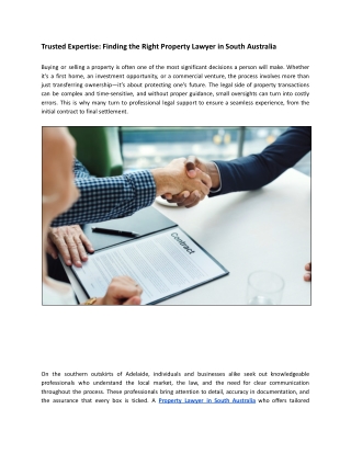 Trusted Expertise: Finding the Right Property Lawyer in South Australia