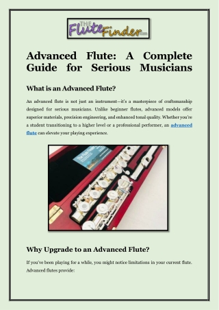 Advanced Flute A Complete Guide for Serious Musicians