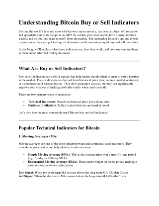 Understanding Bitcoin Buy or Sell Indicators