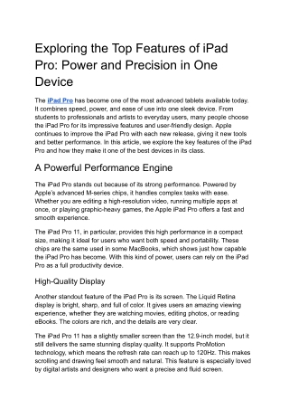 Exploring the Top Features of iPad Pro: Power and Precision in One Device
