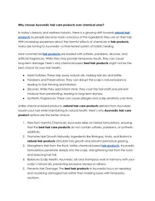 Why choose Ayurvedic hair care products over chemical ones