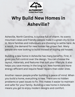 Trusted Builders to Build New Homes in Asheville with Quality, Care, and Craftsmanship You Can Rely On