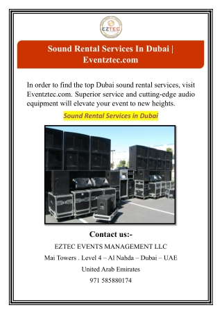 Sound Rental Services In Dubai | Eventztec.com