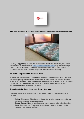 The Best Japanese Futon Mattress: Comfort, Simplicity, and Authentic Sleep