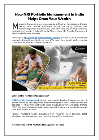 How NRI Portfolio Management in India Helps Grow Your Wealth