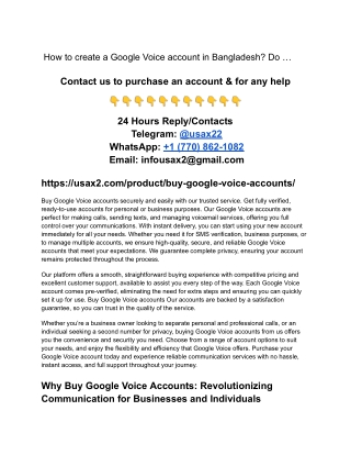 How to create a Google Voice account in Bangladesh