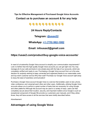 Tips for Effective Management of Purchased Google Voice Accounts