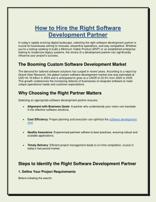 How to Hire the Right Software Development Partner