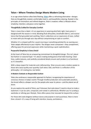 Discover Telon – Timeless Designs for Modern Living