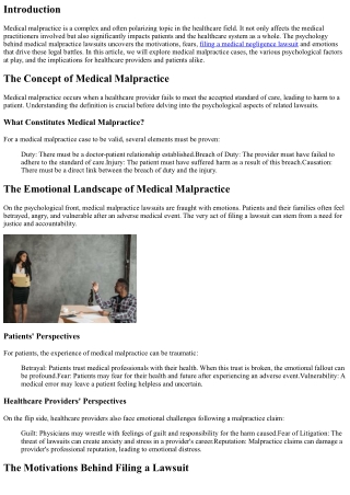 The Psychology Behind Medical Malpractice Lawsuits
