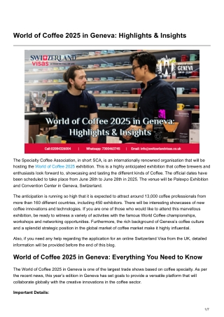 World of Coffee 2025 in Geneva Highlights Insights