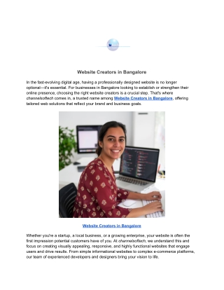 Website Creators in Bangalore