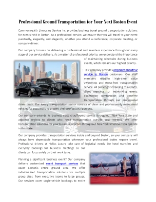 Professional Ground Transportation for Your Next Boston Event