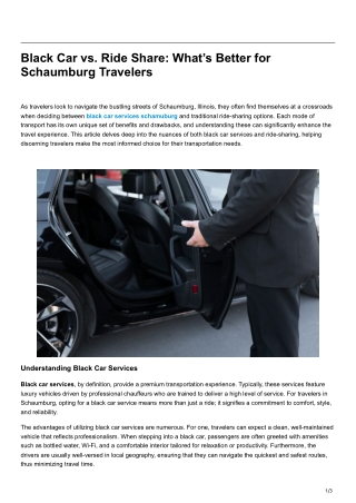 Black Car vs. Ride Share What’s Better for Schaumburg Travelers