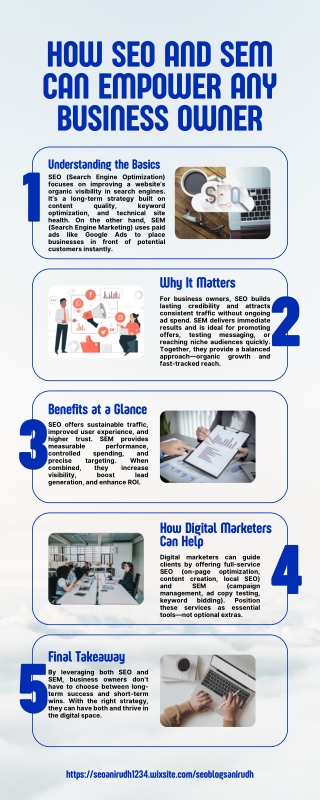 Infographic on SEO and SEM uses for business