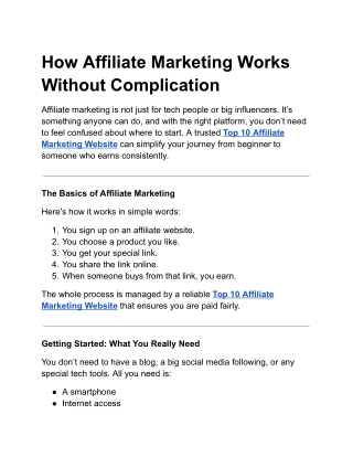 How Affiliate Marketing Works Without Complication