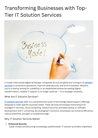 Transforming Businesses with Top-Tier IT Solution Services