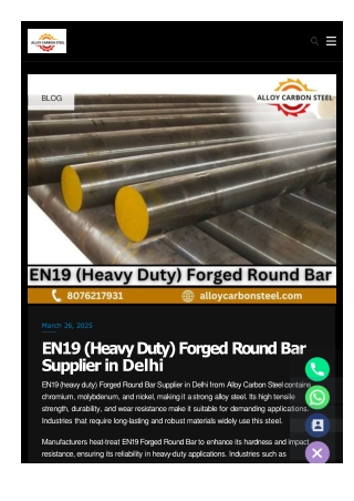 EN19 (Heavy Duty) Forged Round Bar Supplier in Delhi
