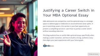 MBA Optional Essay Tips: Explaining a Career Change Successfully