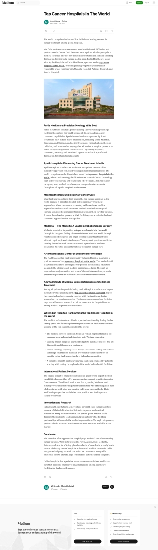 Best Cancer Hospitals In The World