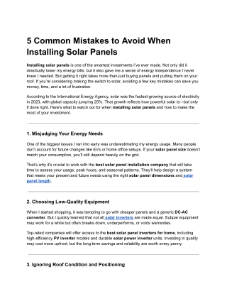 Installing Solar Panels_ Here Are 5 Pitfalls You Need to Dodge