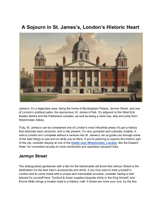 A Sojourn in St. James's, London's Historic Heart