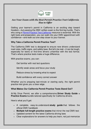 Ace Your Exam with the Best Permit Practice Test California Has to Offer