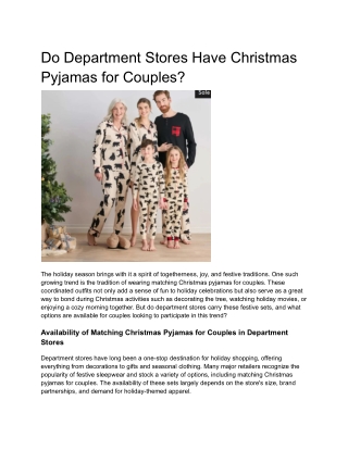 Do Department Stores Have Christmas Pyjamas for Couples?