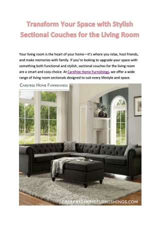 Transform Your Space with Stylish Sectional Couches for the Living Room