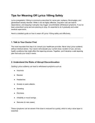Tips for Weaning Off Lyrica 100mg Safely