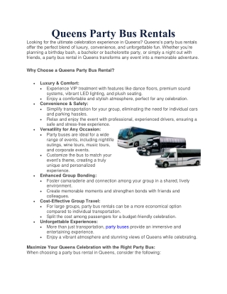 Queens Party Bus Rentals
