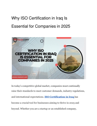 Why ISO Certification in Iraq Is Essential for Companies in 2025