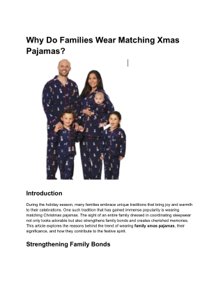 Why Do Families Wear Matching Xmas Pajamas?