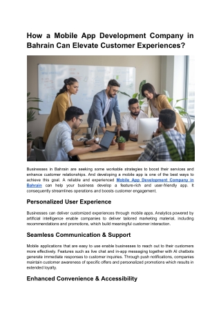 How a Mobile App Development Company in Bahrain Can Elevate Customer Experiences (1)