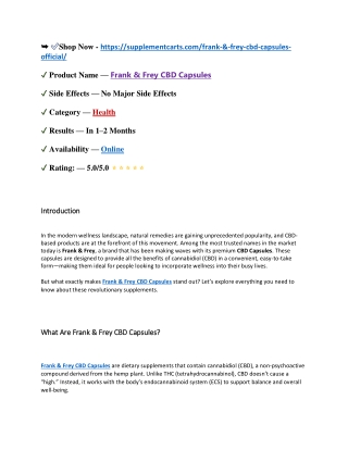 Frank & Frey CBD Capsules For Stress Relief? My Experience