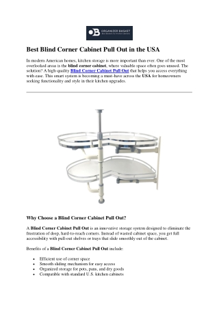 Best Blind Corner Cabinet Pull Out in the USA